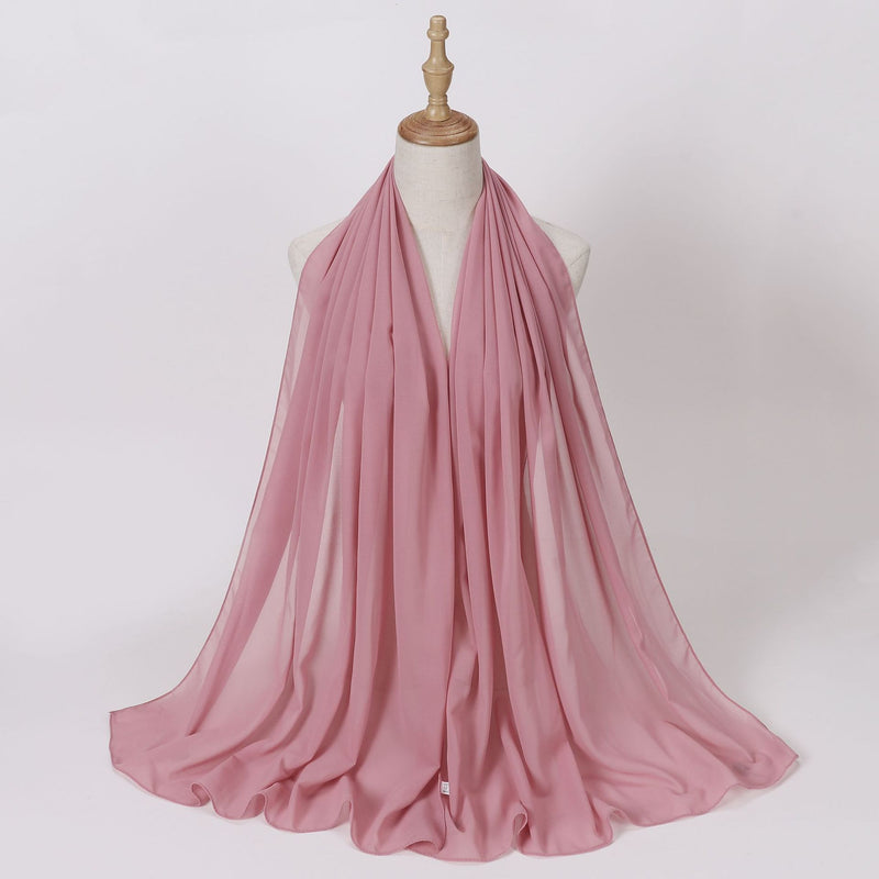Load image into Gallery viewer, Chiffon scarf and hijab for Muslim women smooth with turban all  colors
