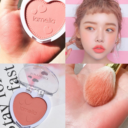 New 6 colors blush makeup palette mineral powder red rouge lasting natural cream cheek tint orange peach pink