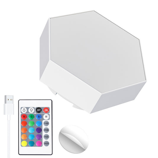 Smart Bluetooth LED Hexagon Wall Light RGB APP/Remote Control Geometric Modular Music Sync Night Light Game Living Room Decor
