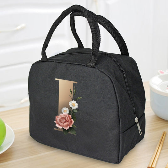 Thermal Travel Canvas Lunch Bag, Travel Bag, Gold Letter Print