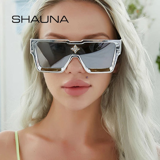 SHAUNA Luxury Crystal Oversized Women Square Sunglasses Trending Shades