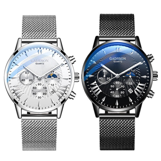 Luxury quartz watch for men, special occasions steel bracelet quartz maca