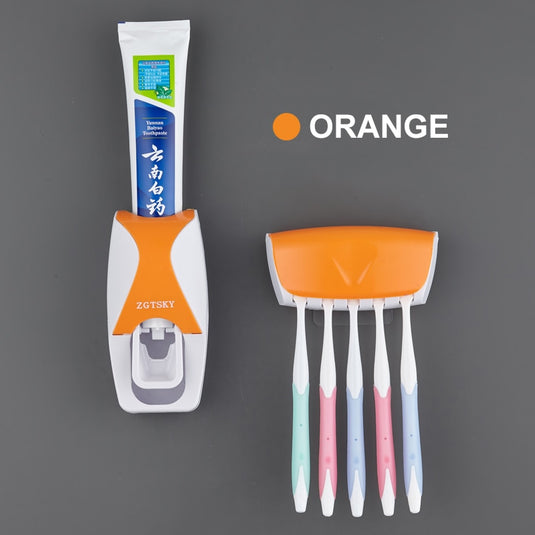 Automatic Toothpaste Dispenser, Toothbrush Holder Set, Dustproof and Sticky Suction, Wall-mounted Bathroom Toothpaste Squeezer
