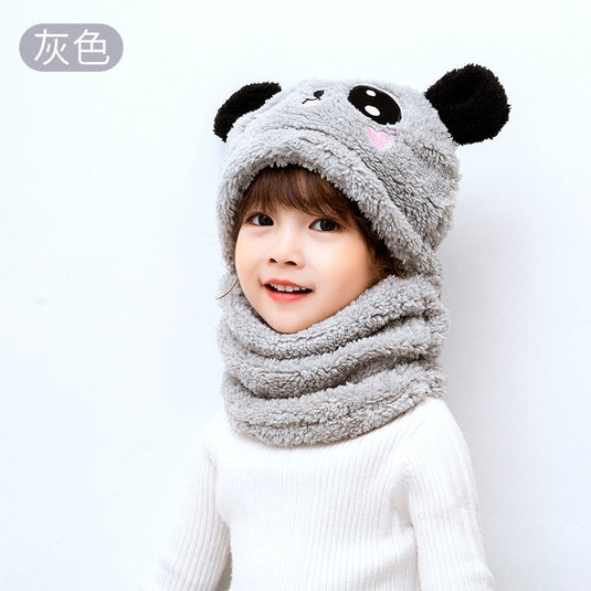 Baby hats with scarf Warms the head and covers the neck cute panda hat 10_colors..