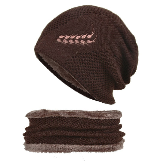 Men's winter hat and scarf, warm in winter, made of wool, two layers. all colors