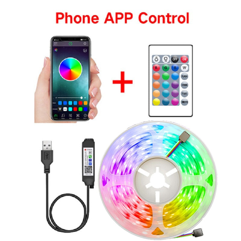 Load image into Gallery viewer, LED strips illuminated in different colors Remote control to change the color Decoration behind the TV and in the bedrooms and gaming setup
