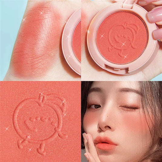 New 6 colors blush makeup palette mineral powder red rouge lasting natural cream cheek tint orange peach pink