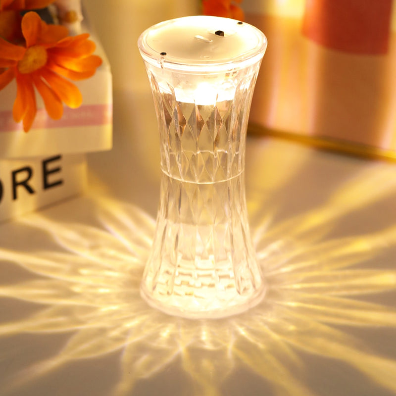 Load image into Gallery viewer, LED bedroom night lamp, made of crystal, works with USB and touch diamond light
