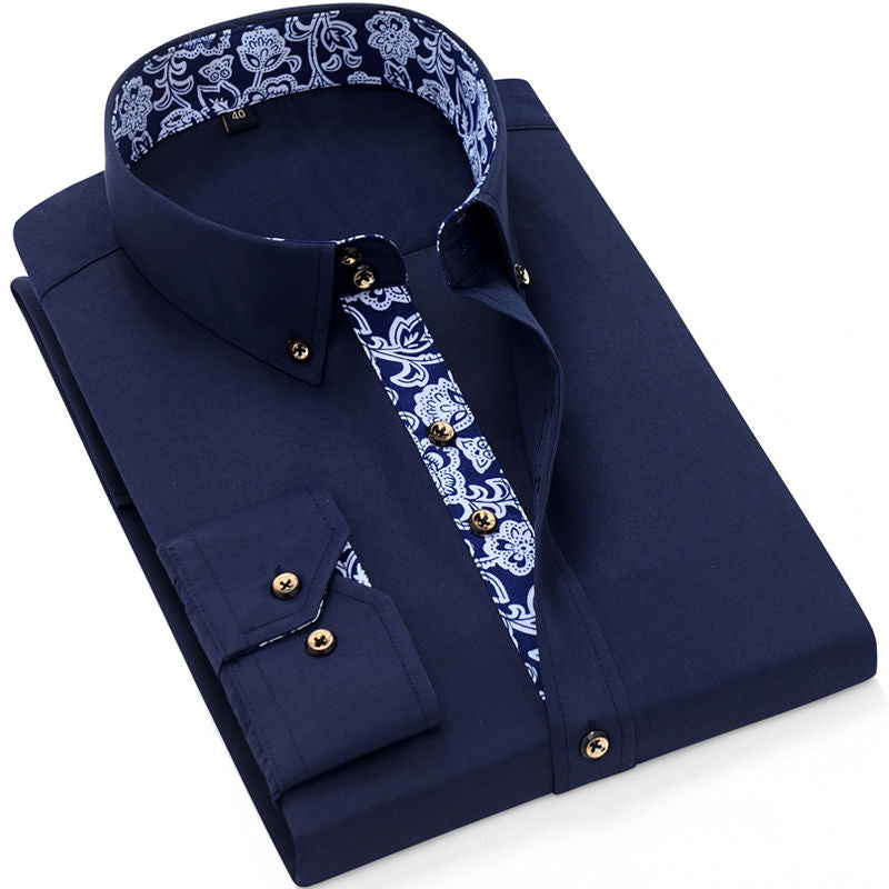 Load image into Gallery viewer, Men's cotton work shirt, long sleeves, solid color, porcelain collar, 5_colors
