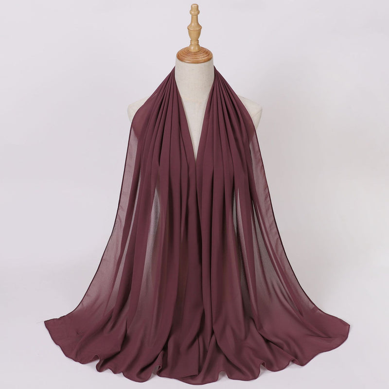 Load image into Gallery viewer, Chiffon scarf and hijab for Muslim women smooth with turban all  colors
