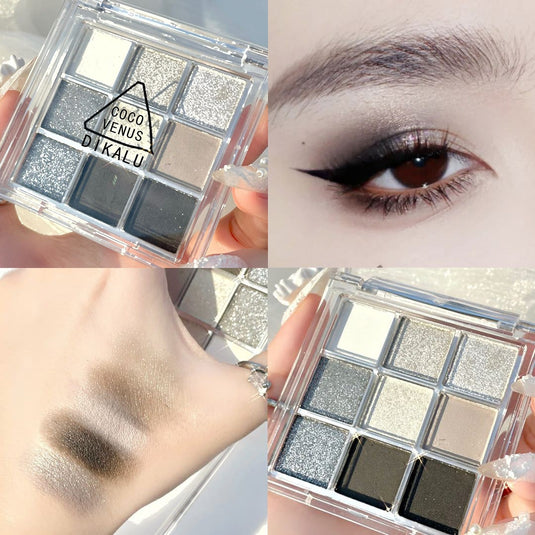 New eyeshadow palette in nine distinct colors, pearl luster, shimmer and matte colors
