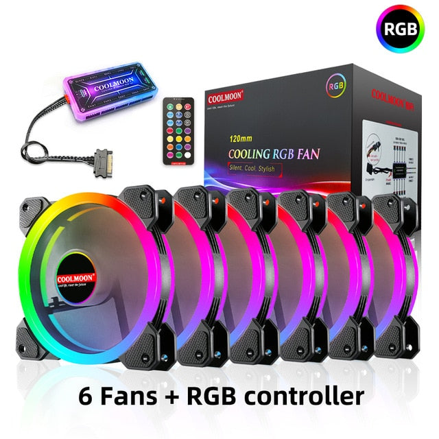 Load image into Gallery viewer, 120mm PC Computer Case Fan Cooling Cooler 6PIN Adjustable RGB Led 12cm Mute Ventilador 5V DC ARGB Fans Adjust Speed Aura Sync
