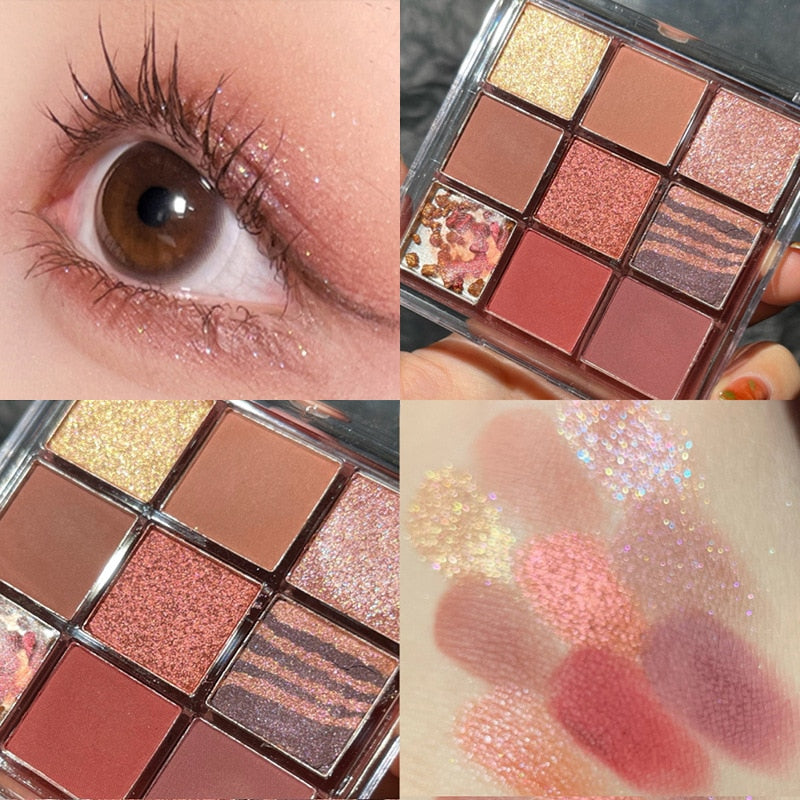 Load image into Gallery viewer, New eyeshadow palette in nine distinct colors, pearl luster, shimmer and matte colors
