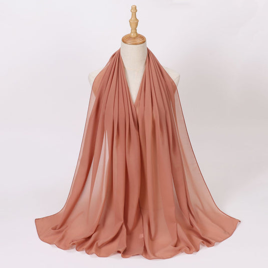 Chiffon scarf and hijab for Muslim women smooth with turban all  colors