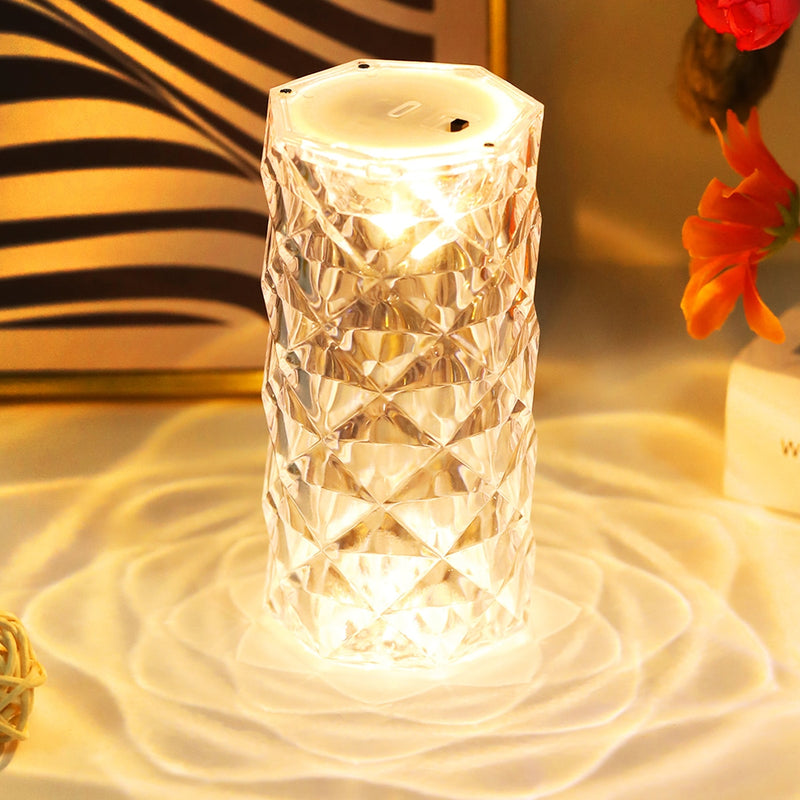 Load image into Gallery viewer, LED bedroom night lamp, made of crystal, works with USB and touch diamond light
