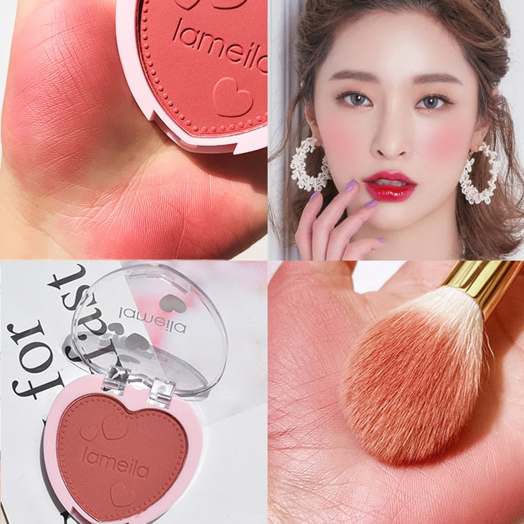 Load image into Gallery viewer, New 6 colors blush makeup palette mineral powder red rouge lasting natural cream cheek tint orange peach pink
