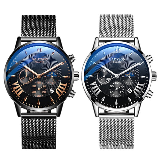 Luxury quartz watch for men, special occasions steel bracelet quartz maca