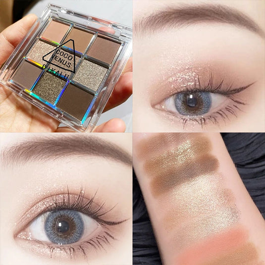New eyeshadow palette in nine distinct colors, pearl luster, shimmer and matte colors