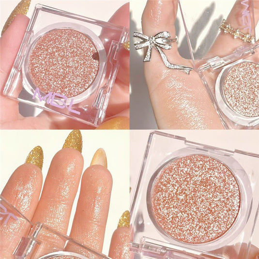 1pc glitter diamond eyeshadow ,eyeshadow brown shiny pearl white long lasting eye makeup