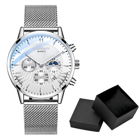 Luxury quartz watch for men, special occasions steel bracelet quartz maca