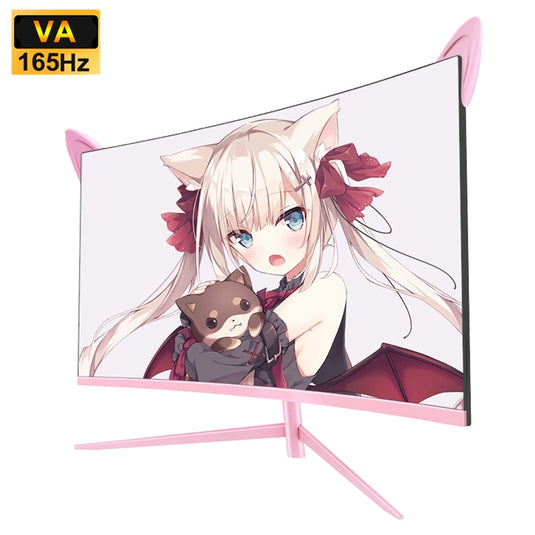 27inch 165hz 1800R Curved Monitor 144hz Computer Gaming Monitor Pink Girl