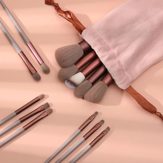 13pcs fluffy soft makeup brush set for cosmetics, blusher and eyeshadows