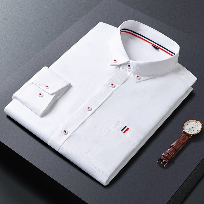 Load image into Gallery viewer, Men's long-sleeved linen shirt, elegant Korean style, for formal wear
