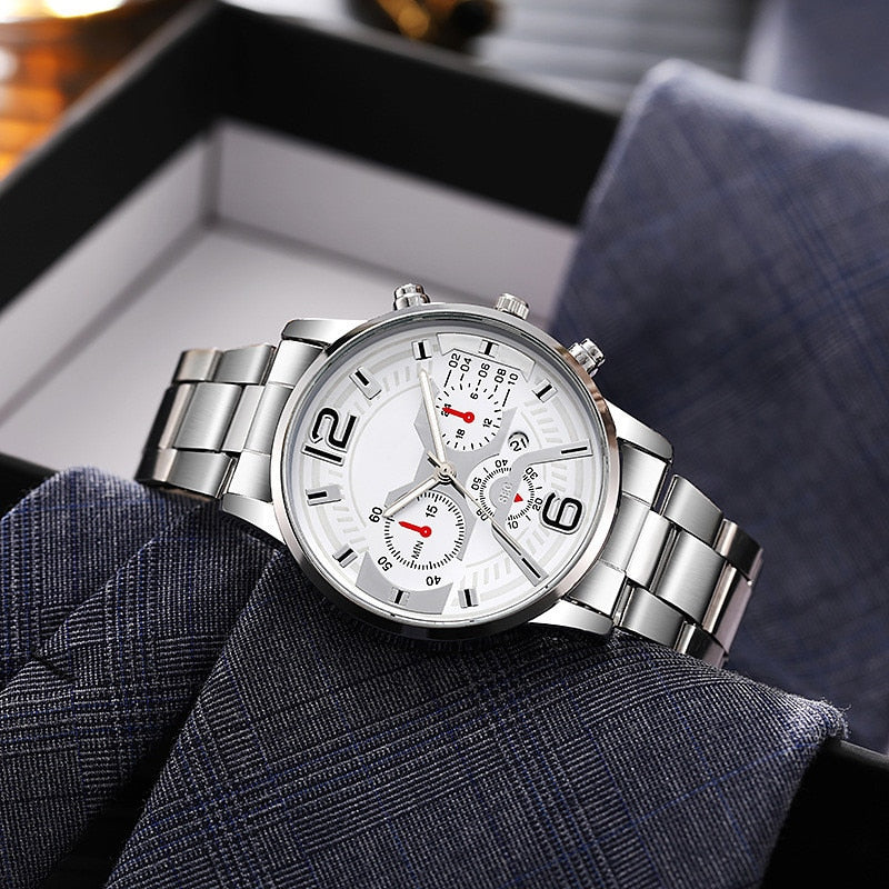 Load image into Gallery viewer, Luxury men's watch sports watch stainless steel leather bracelet
