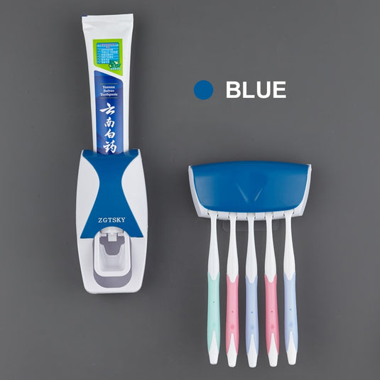 Automatic Toothpaste Dispenser, Toothbrush Holder Set, Dustproof and Sticky Suction, Wall-mounted Bathroom Toothpaste Squeezer