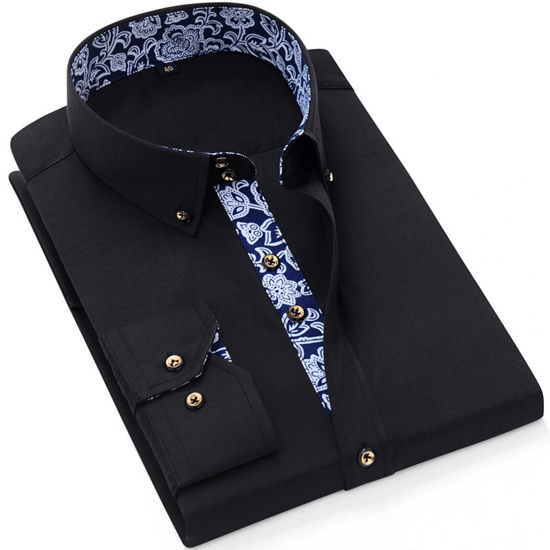 Load image into Gallery viewer, Men's cotton work shirt, long sleeves, solid color, porcelain collar, 5_colors
