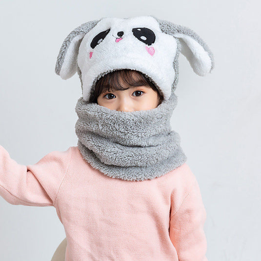 Baby hats with scarf Warms the head and covers the neck cute panda hat 10_colors..