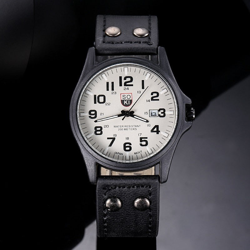 Load image into Gallery viewer, 2022 Vintage Classic Watch Men Watches Stainless Steel Waterproof Date Leather Strap Sport Quartz Army relogio masculino reloj
