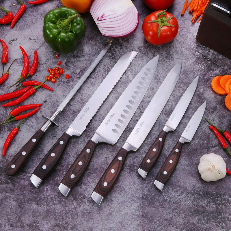 Load image into Gallery viewer, A set of sharp knives 8 pieces luxury wooden handle Of stainless steel Beautiful and suitable for kitchen decor
