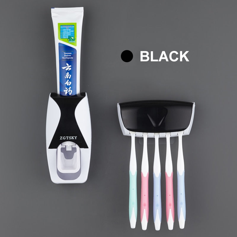 Load image into Gallery viewer, Automatic Toothpaste Dispenser, Toothbrush Holder Set, Dustproof and Sticky Suction, Wall-mounted Bathroom Toothpaste Squeezer
