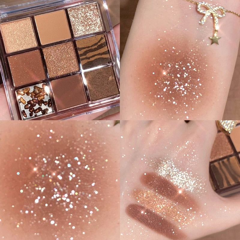 Load image into Gallery viewer, New eyeshadow palette in nine distinct colors, pearl luster, shimmer and matte colors
