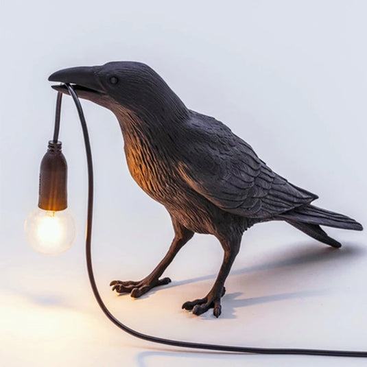 bedroom night lamp shaped like a bird A base for carrying the ball can be placed on the wall Two colors: black and white