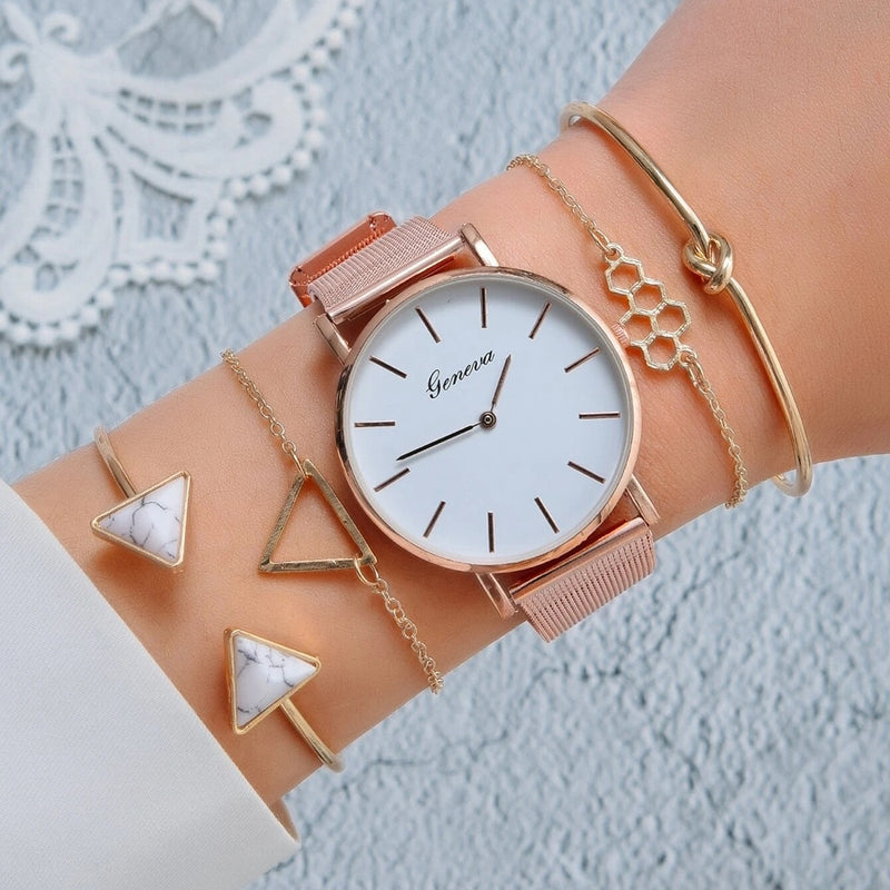 Load image into Gallery viewer, Luxury Women's Quartz Watch With matching accessories for the watch 6_colors
