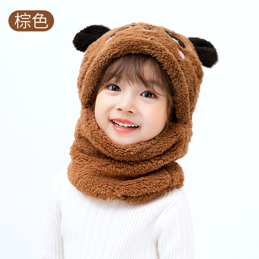 Baby hats with scarf Warms the head and covers the neck cute panda hat 10_colors..