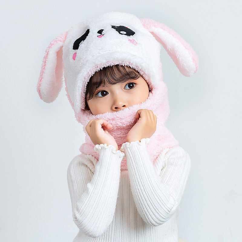 Load image into Gallery viewer, Baby hats with scarf Warms the head and covers the neck cute panda hat 10_colors..
