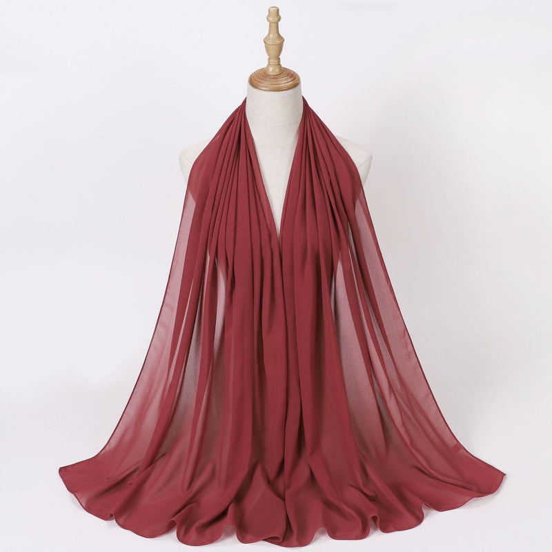 Load image into Gallery viewer, Chiffon scarf and hijab for Muslim women smooth with turban all  colors
