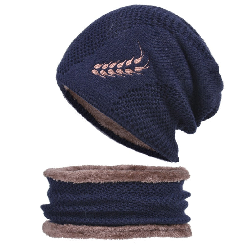 Load image into Gallery viewer, Men's winter hat and scarf, warm in winter, made of wool, two layers. all colors
