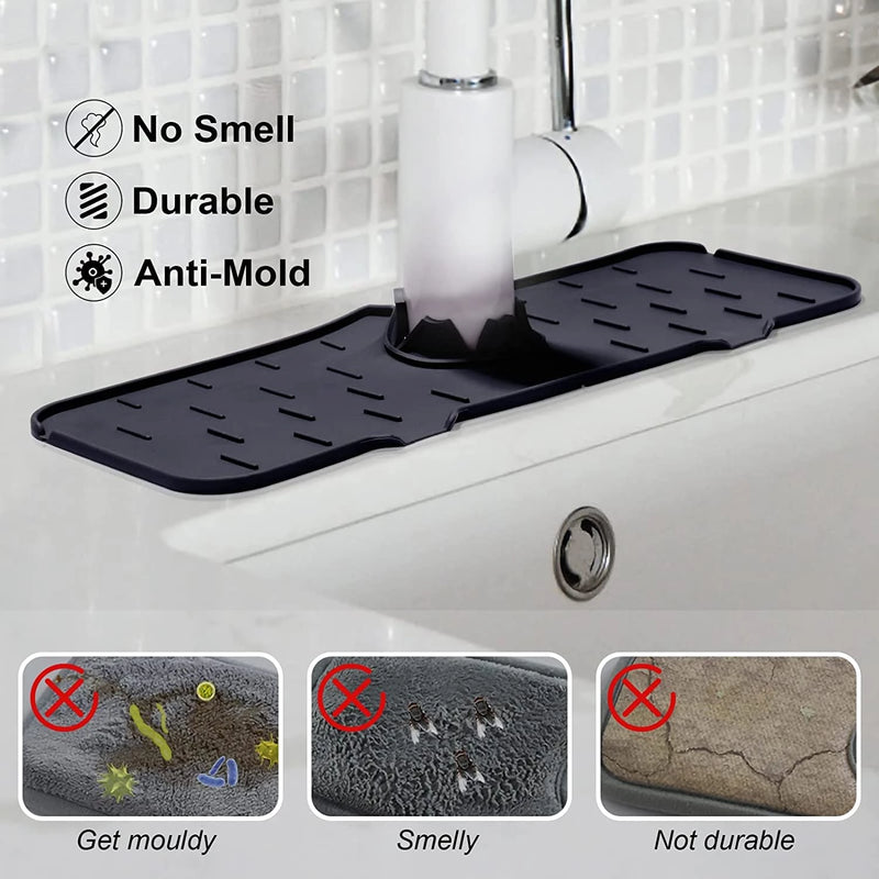 Load image into Gallery viewer, A silicone shelf is placed around the faucet. It holds the sponge. There is a passage for draining the water
