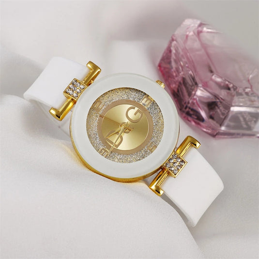 Women's watch from quartz Simple and beautiful design for ladies silicone bracelet