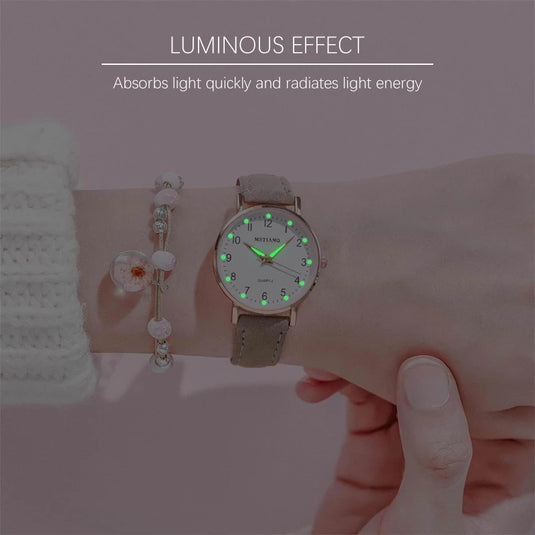 2022 new watch for women Leather strap, glow-in-the-dark hands, some with a ring