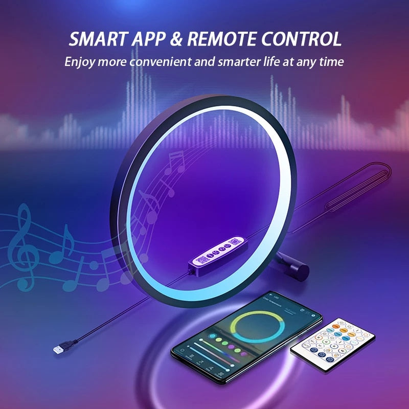 Load image into Gallery viewer, Smart LED Wall Light RGB Desktop Atmosphere Desk Lamp Bluetooth APP Control Suitable For Game Room Bedroom Bedside Decoration
