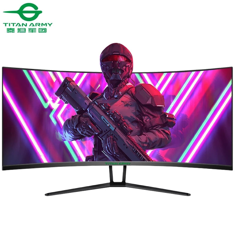 Load image into Gallery viewer, TITAN ARMY 35 inch 3440*1440 resolution curved screen free sync 21:9 ultra wide band fish screen 4K gaming monitor 120HZ
