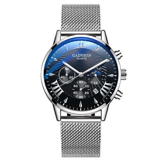 Luxury quartz watch for men, special occasions steel bracelet quartz maca