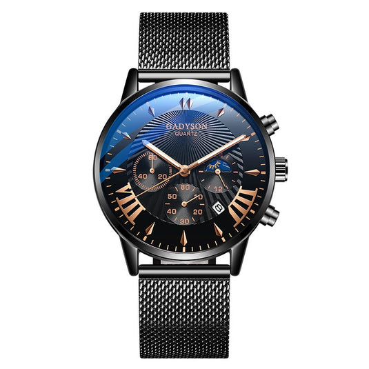 Luxury quartz watch for men, special occasions steel bracelet quartz maca