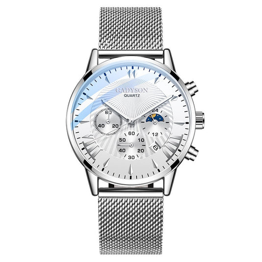 Luxury quartz watch for men, special occasions steel bracelet quartz maca