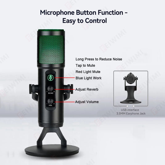 Microphone for video recording For YouTube and for broadcasting directly Works on pc and mac colorful rgb lighting